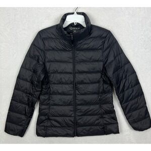 Quince Down Puffer Jacket Womens Medium Packable Lightweight Black Full Zip